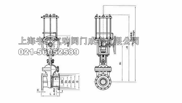 气动法兰连接闸阀Z6S41(0)H/Y图纸 气动法兰连接闸阀Z6S41(0)H/Y(图4)
