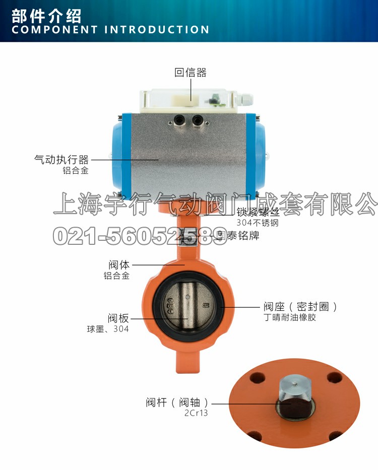 国泰蝶阀GTD6-65 80 100 150 气动蝶阀 外加剂蝶阀 气动阀门(图2)