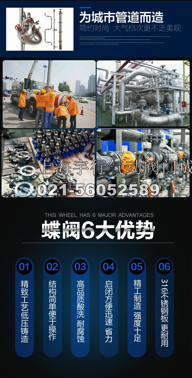 气动蝶阀304体316不锈钢板蝶阀DN50 dn65 80 dn100 150 200(图4)