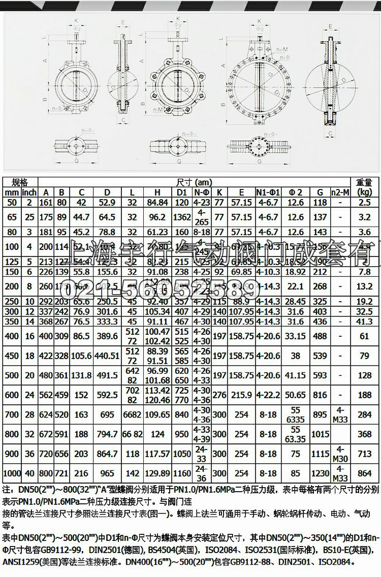 气动蝶阀304体316不锈钢板蝶阀DN50 dn65 80 dn100 150 200(图9)