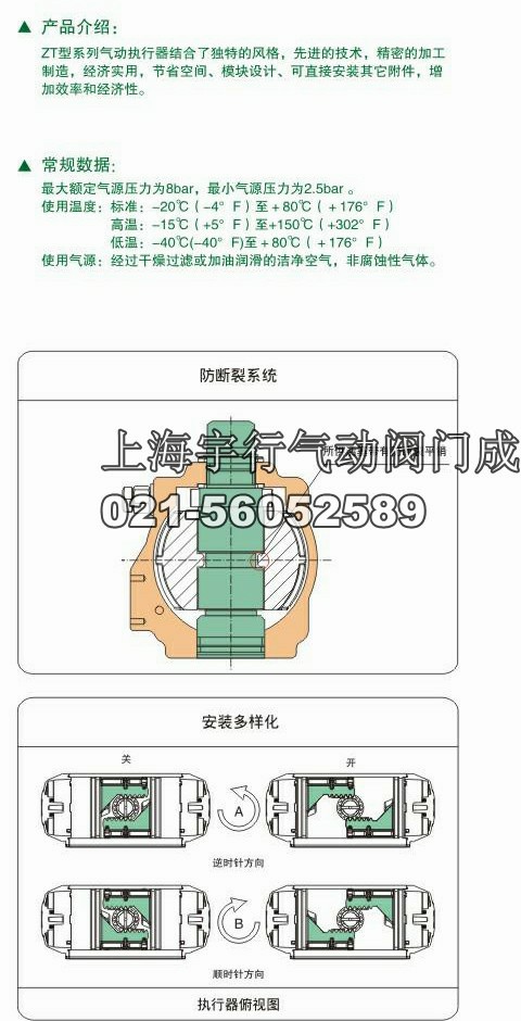 ZT气动执行器,ZT-50,ZT-63,ZT-75,ZT-88,ZT-105(图2)